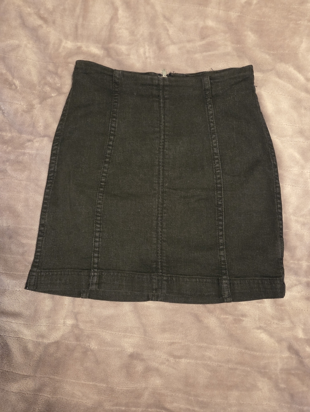 Free People Black Denim Mini Skirt